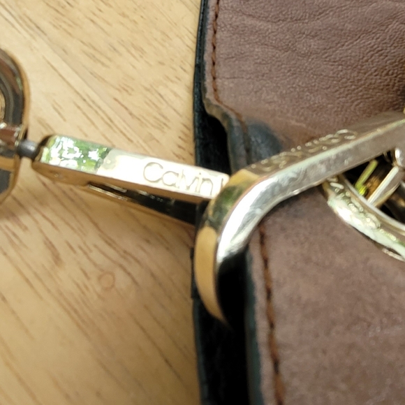 Calvin Klein Reversible Tote With Pouch, Faux Leather Black Brown, Shoulder Bag - Picture 8 of 12